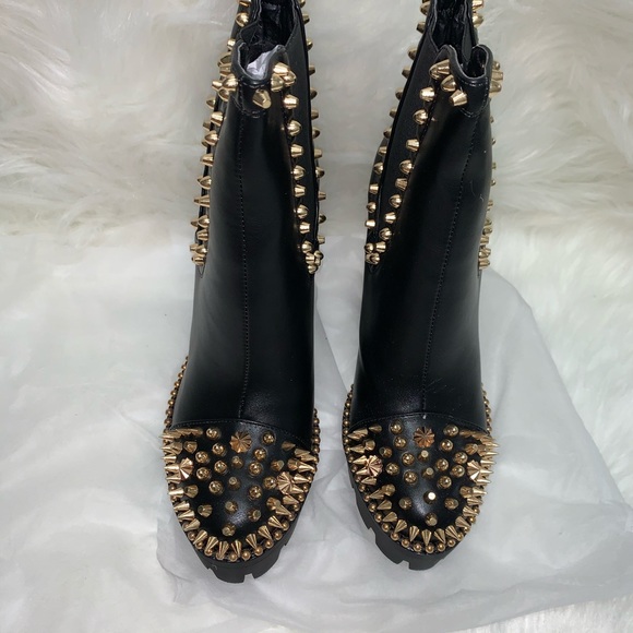 EGO Domino Gold Stud Black Platform Boots - Picture 5 of 16